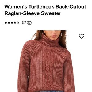 Women's turtleneck Back-Cutout Raglan-sleeve sweater, Terra Earth